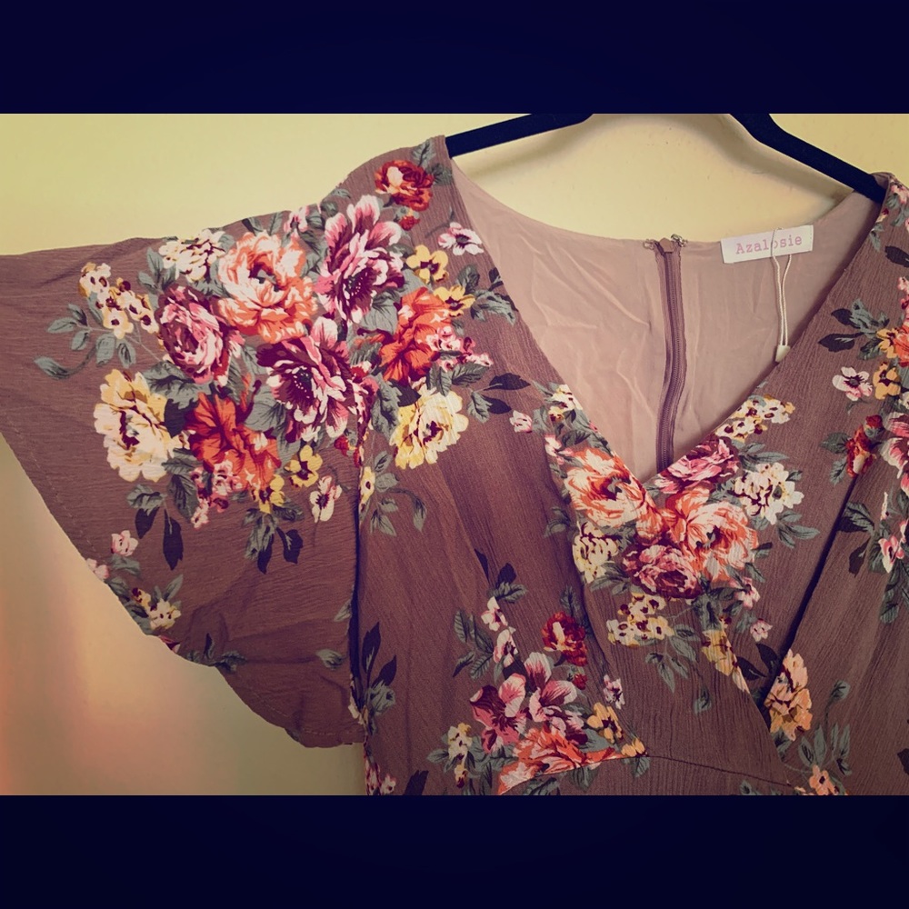 Floral Faux Wrap Dress